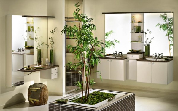 : Amazing Bathroom Interior With Plants