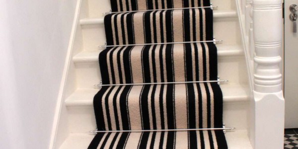 Elegant Carpet For Stairs Black And White Stripes Ideas