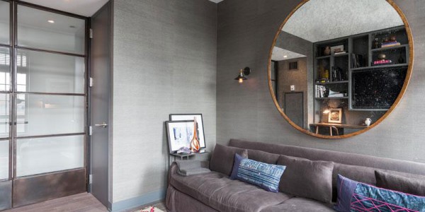 Luxury Living Room Sofa Grey Large Round Mirrors For Walls